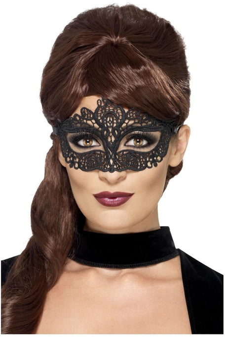 Smiffys blonde øjenmaske - sort maske til halloween karneval