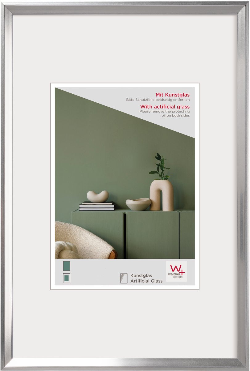 Walther desire - plastramme - fotostørrelse 40x60 cm - kunstglas - sølv