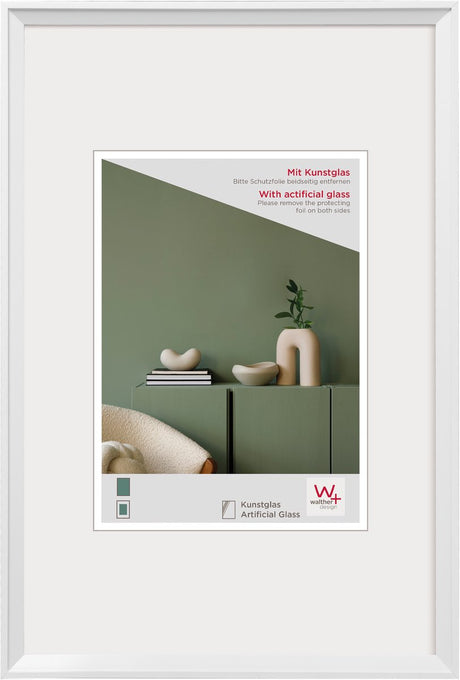 Walther desire - plastramme - fotostørrelse 50x70 cm - kunstglas - hvid
