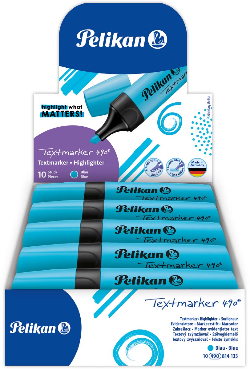 Pelikan tekstmarkør 490 - highlighter - blå - 10 stk