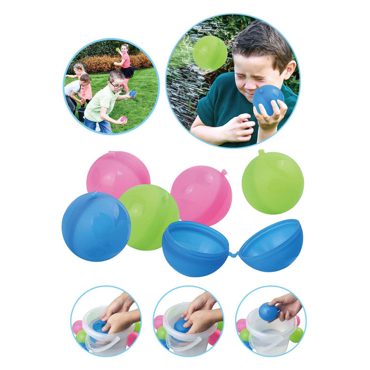 Playfun genopfyldelige vandbolde, 6 stk.