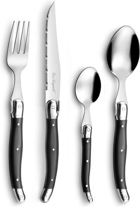 Lou laguiole - tradition - 24-delt bestiksæt - 6 personer - antracit