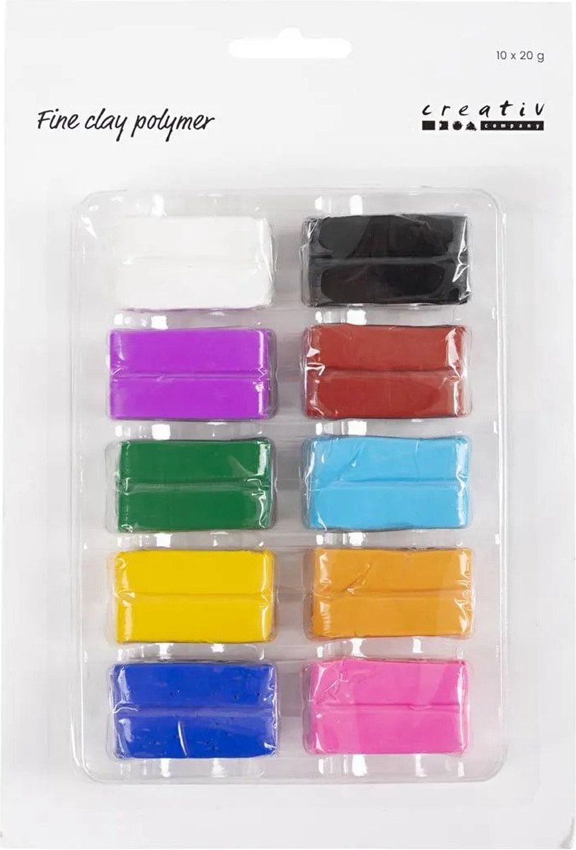 Creativ Company Fine Polymer Clay farverig, 10x20 gram