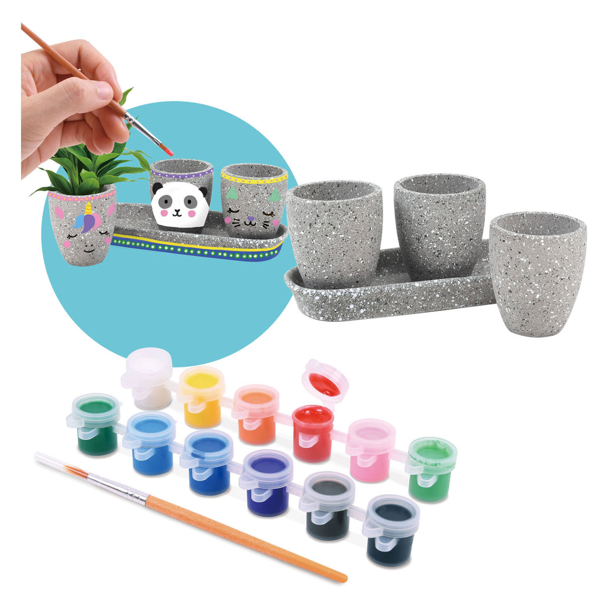 Playgo mal dine egne cementurtepotter - 17 stk.