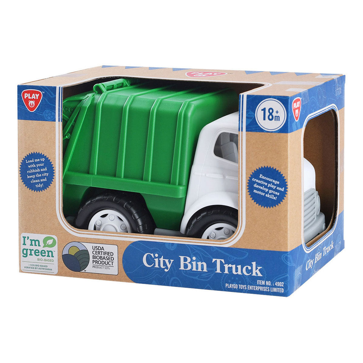 Playgo biobaseret skraldebil grøn - 28cm