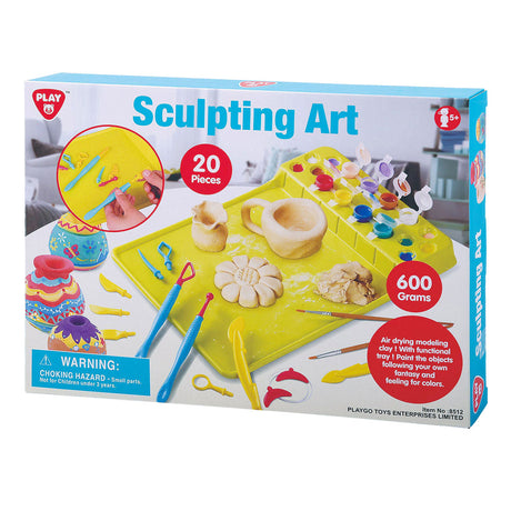 Playgo skulpturel sæt med maling og tilbehør - 20 stk.