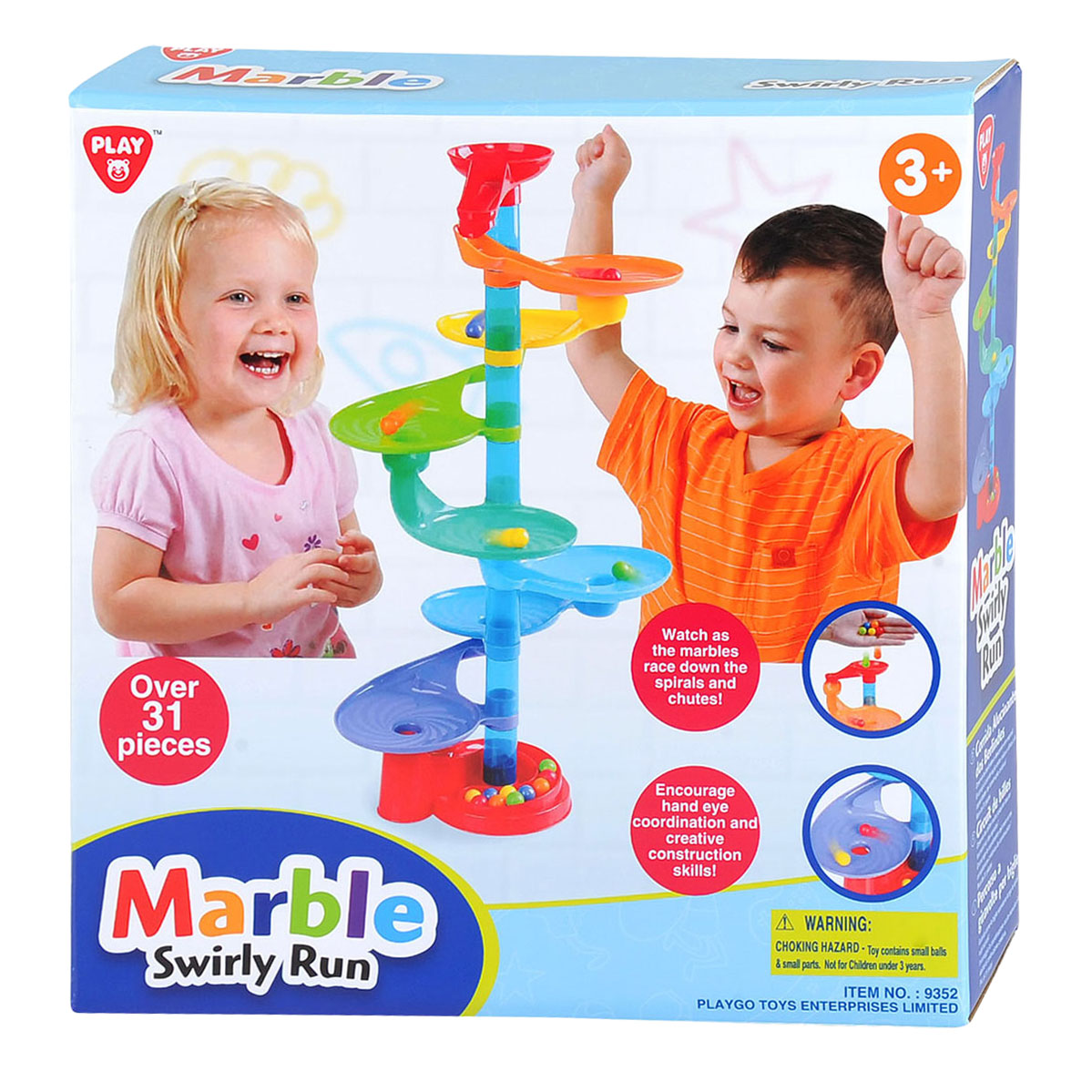 Playgo legetøj med marmorbane med runde platforme - 31 dele - farverigt.