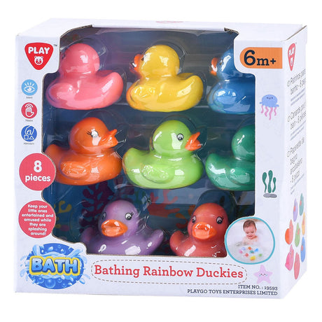 Playgo regnbue gummiænder - 8 stk.
