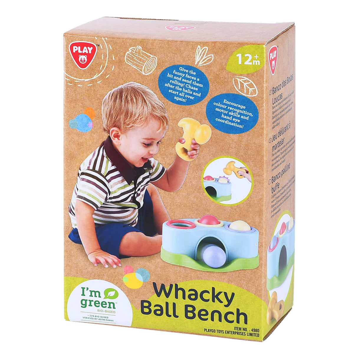 Playgo biobaseret hammerbænk med bolde - 5 stk.