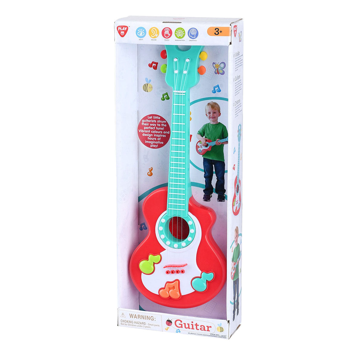 Playgo guitar med musikalske noter rød