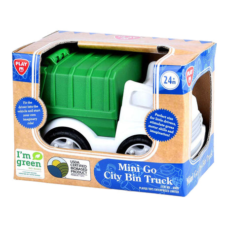 Playgo biobaseret skraldebil hvid grøn - 15cm