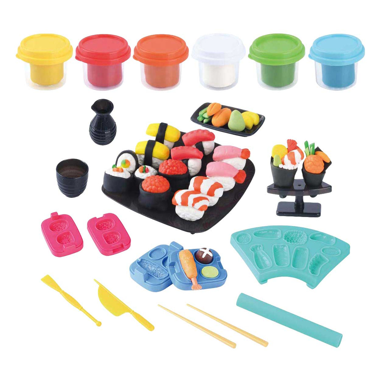 Playgo sushi lersæt - 6 lerpotter