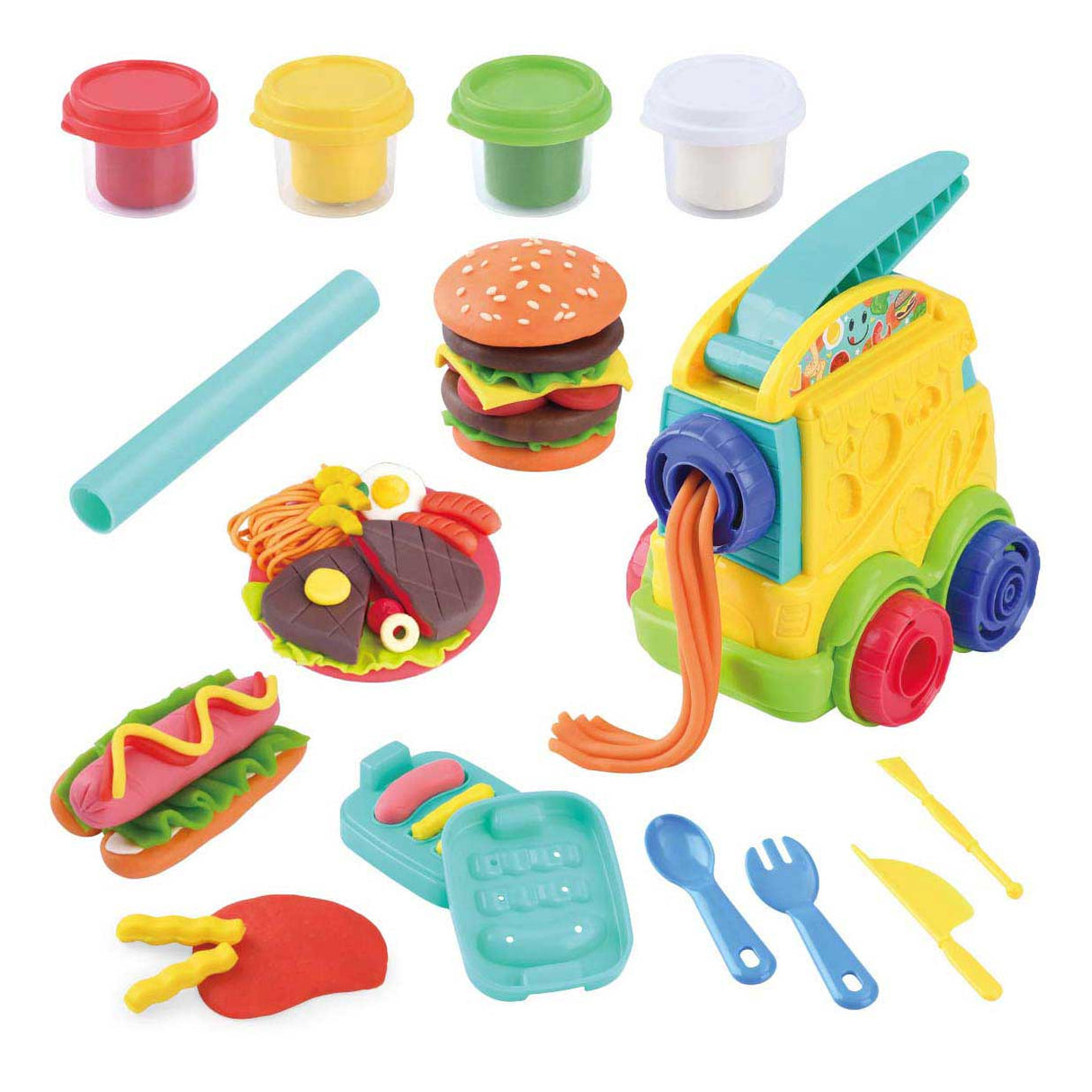 Playgo food truck lersæt - 4 lerpotter