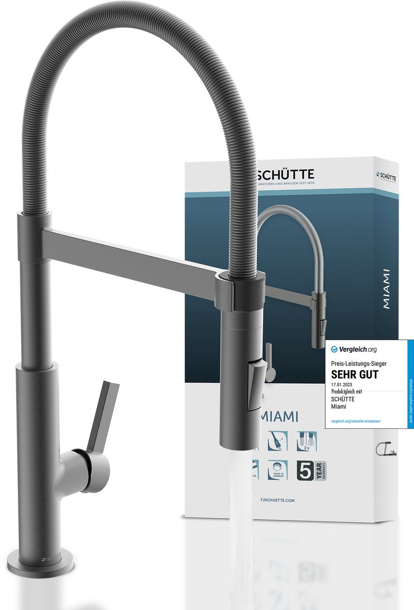 Schütte miami design køkkenarmatur - blandingsbatteri - med spiralfjeder - mat grafit