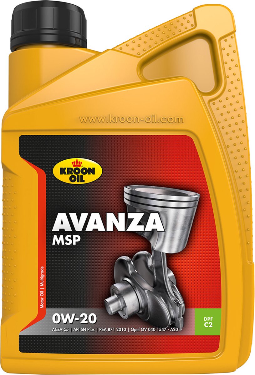 Kroon-olie - avanza msp 0w-20 - syntetisk motorolie - 1 liter - gennemsigtig