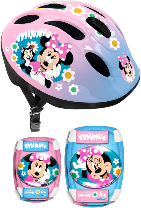 Minnie mouse hjelm og albue-knæbeskyttere sæt - mn432507 - 50 56 cm