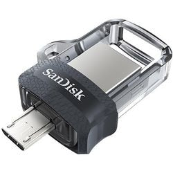 USB stick SanDisk Dual Drive M3.0 til Android gennemsigtig sort