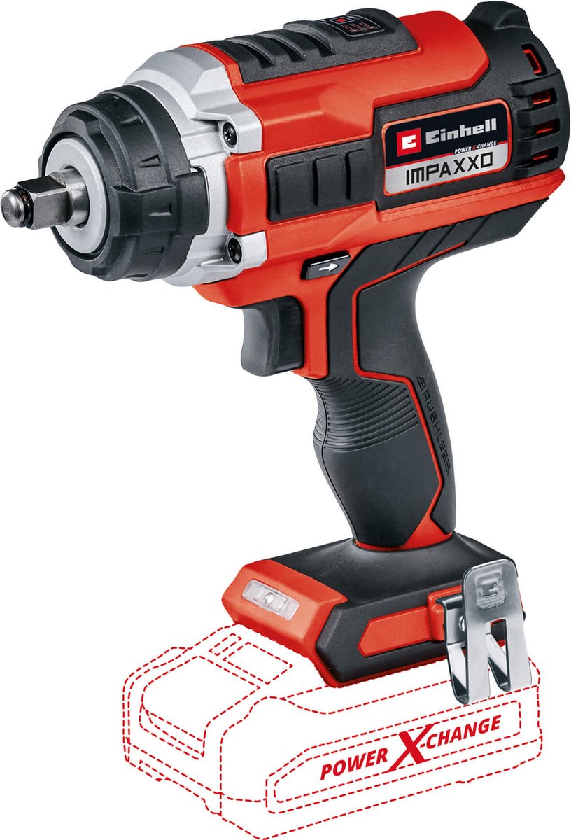 Einhell professionel akku slagdriver impaxxo 18 400 li solo - power x-change - 18 v li-ion - 400 nm - 3-gears drev - børsteløs motor - ekskl. batteri og oplader