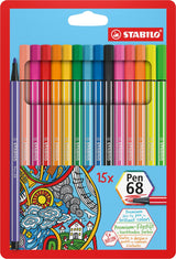 Stabilo pen 68 - tusch - sæt med 15 stk