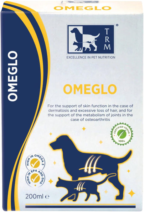 Trm koldpresset olie omeglo 500 ml - omega 3 fedtsyrer hudfunktion - tilskudsfoder til hunde og katte