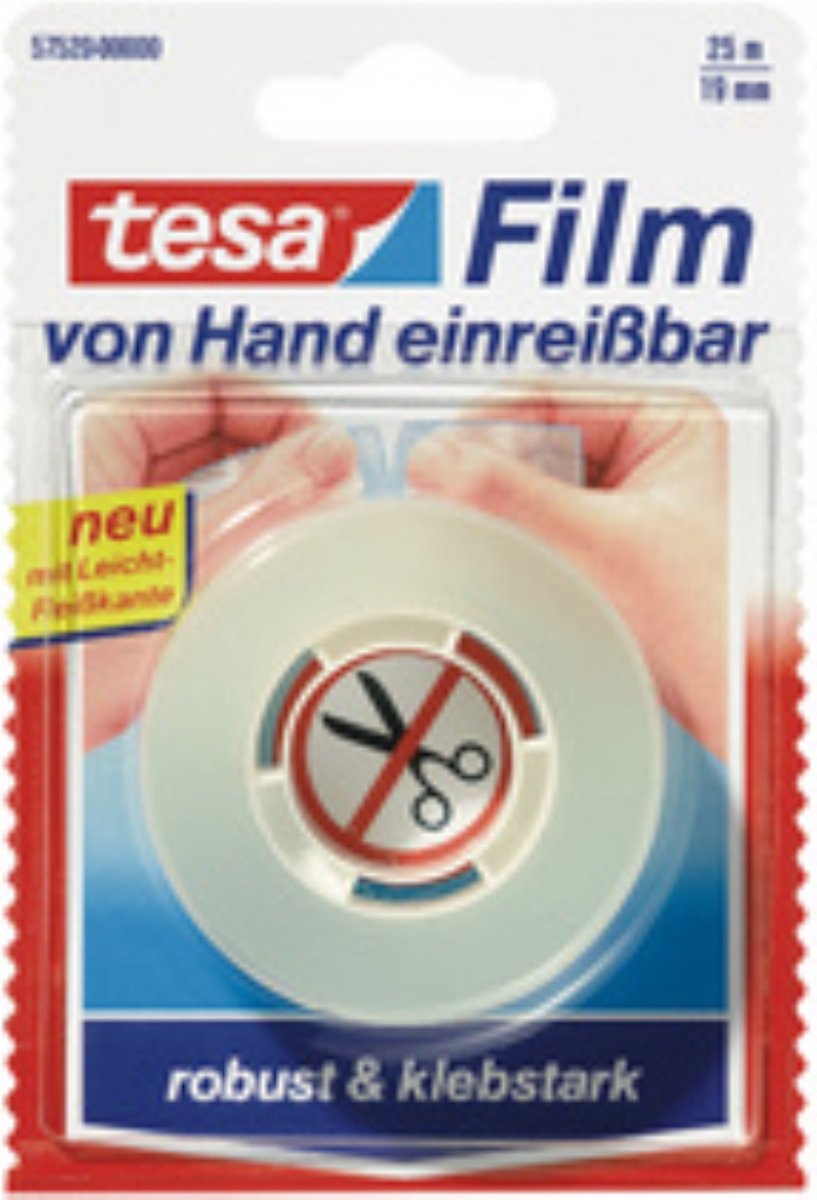 Tesa - selvklæbende tape film 19mmx25m hånd-rivbare blister
