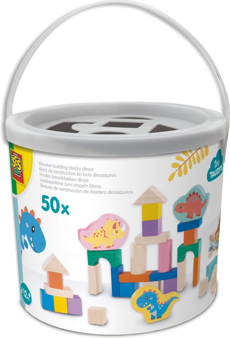 Ses creative ses træbyggeklodser dinosaurer, 50 stk.