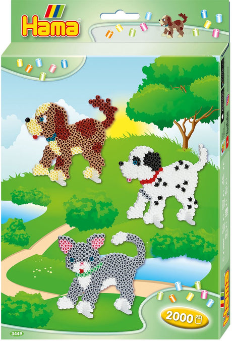 Hama midi strygeperlesæt - hunde og kat, 2000 stk.