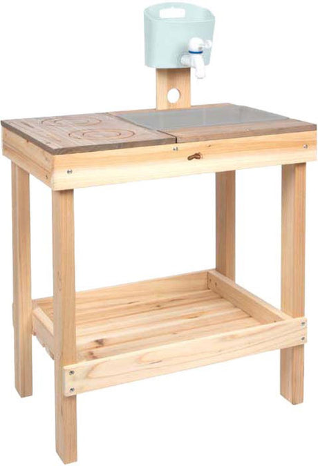 Small foot houten modderkeuken en speeltafel voor buitenplezier.