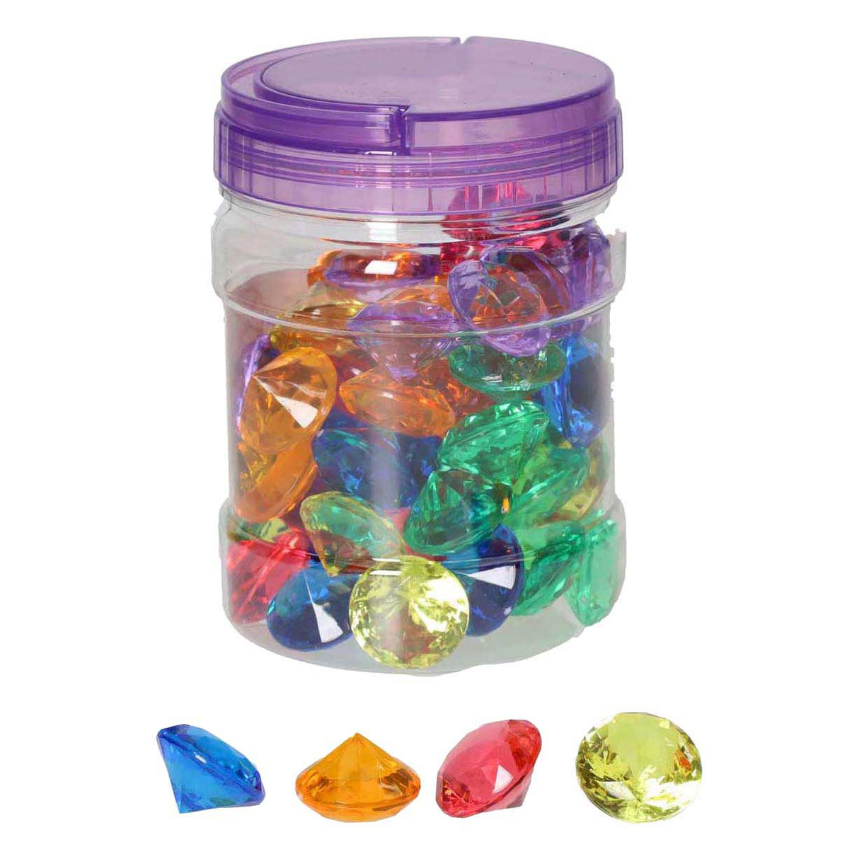 Farvede gennemsigtige lege diamanter - 60 stk.