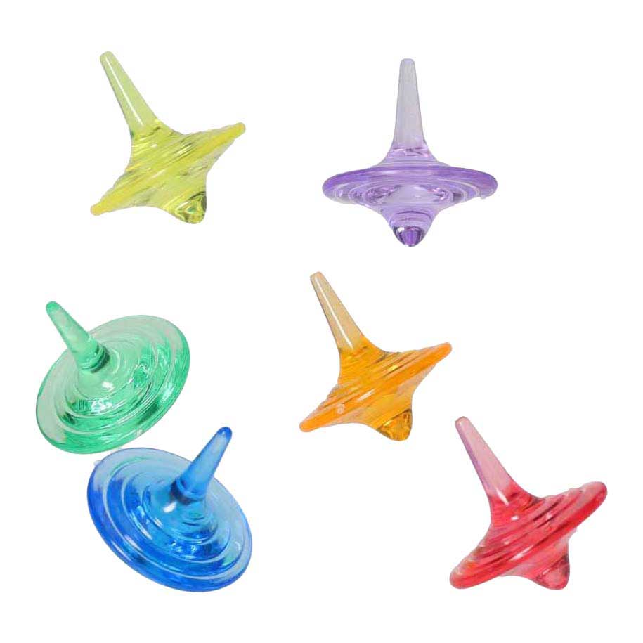 Farvede transparente snurretoppe, 26 stk