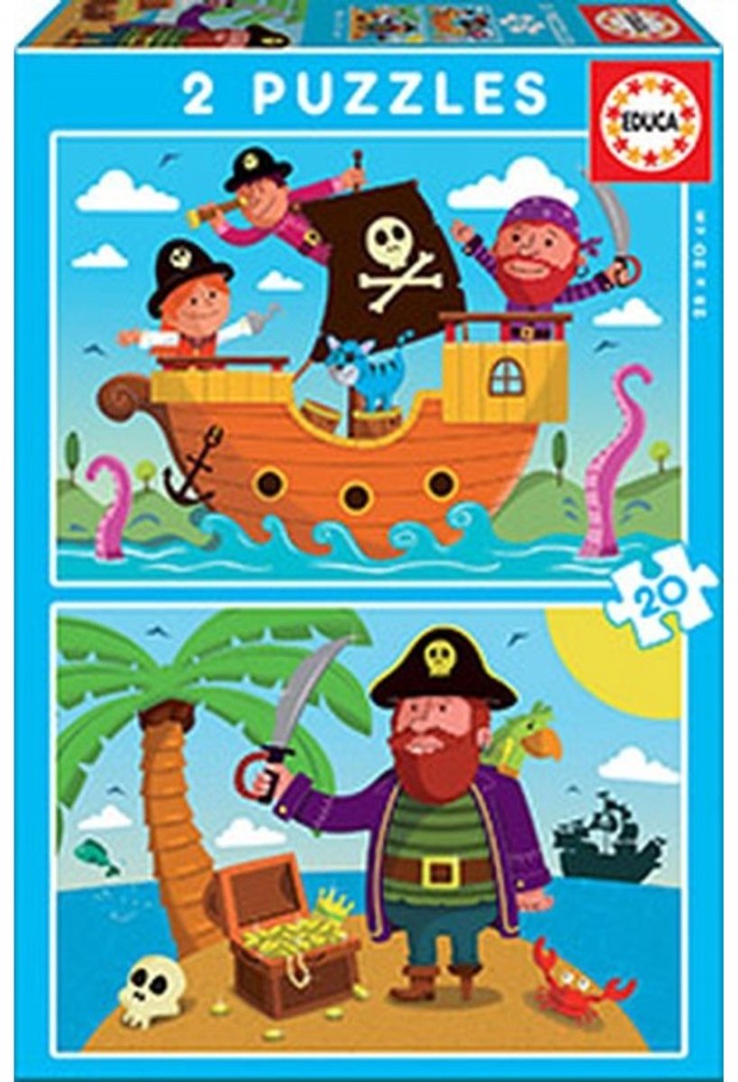 Educa - puslespil - 2 x 20 brikker - pirater