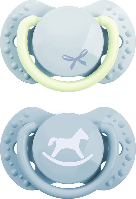 Difrax lovi fopspeen dynamisch - classy - newborn - lichtblauw glow in the dark - 2 stuks