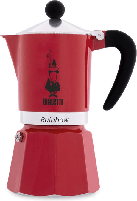 Bialetti regnbuerød perkolator – 300 ml – 6 kopper – Italiensk espressomaskine