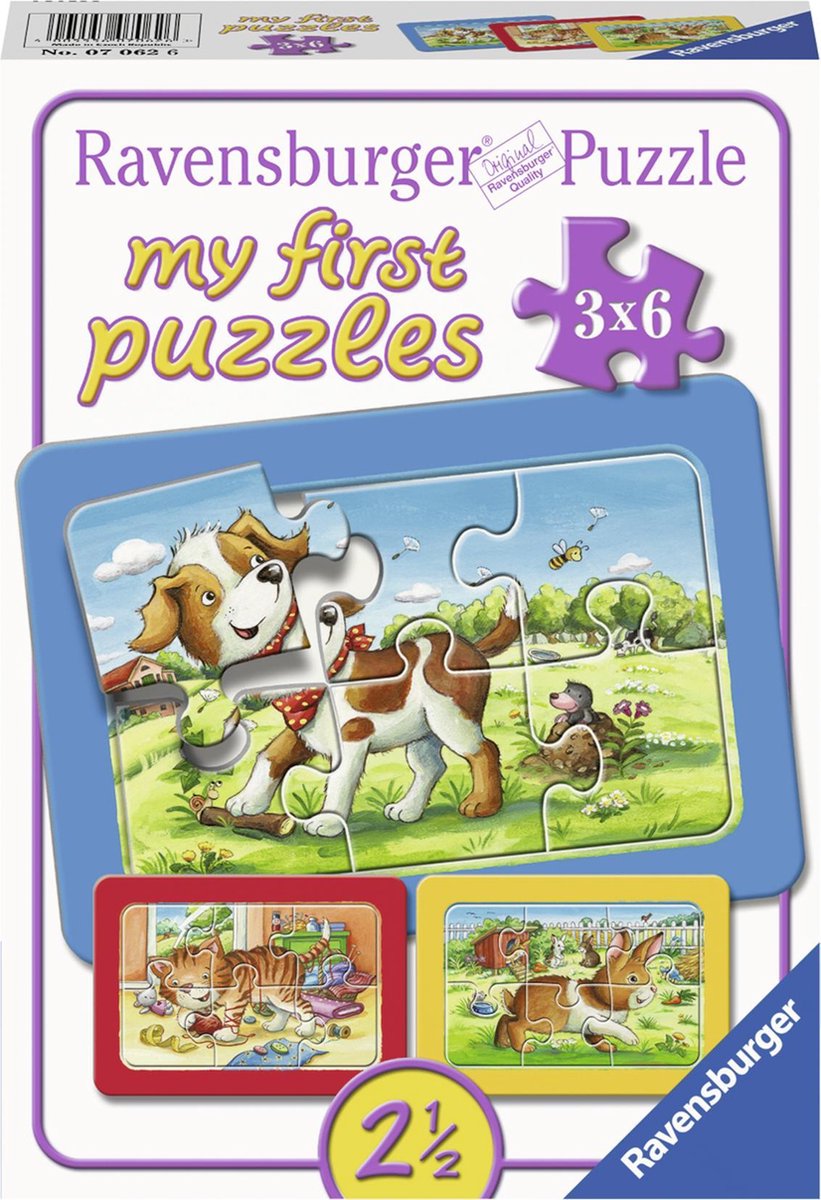 Ravensburger mine dyrevenner - mine første puslespil - 3x6 brikker - børnepuslespil