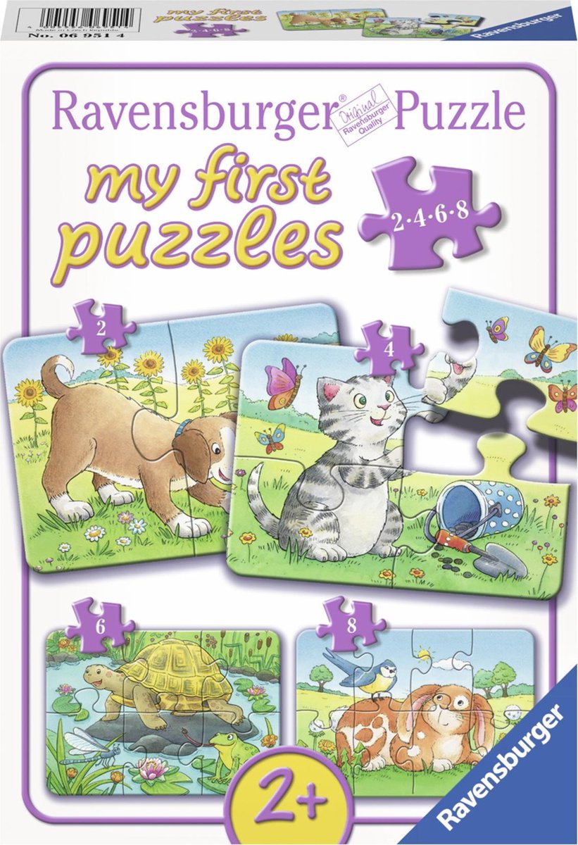 Ravensburger søde kæledyr - mine første puslespil -2+4+6+8 brikker - børnepuslespil