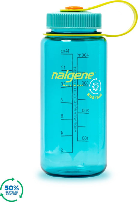 Nalgene - flaske med bred mund - drikkeflaske - vandflaske - lækagesikker - 500 ml - bpa fri - sustain - cerulean