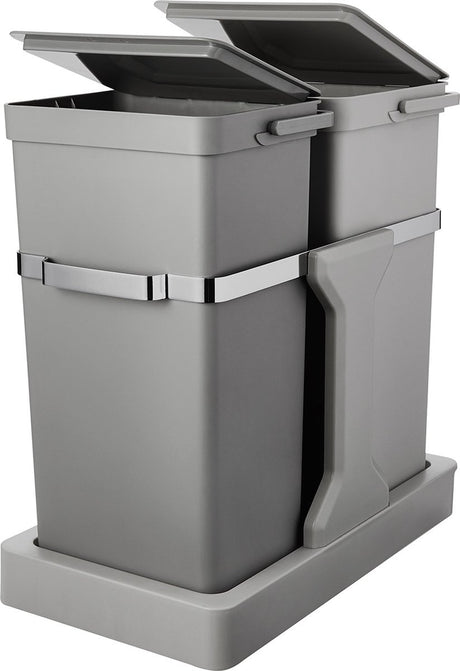 Eko - deco indbygget affaldsspand 15+20 liter - plast rustfrit stål - grå - affaldsspand