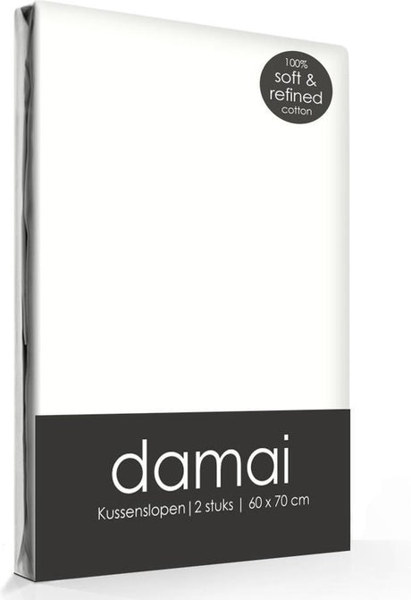 Damai kussensloop - set van 2 - 100% katoen - met hotelsluiting - 40x80 cm - wit