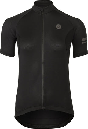Agu core fietsshirt dames korte mouwen - zwart - drie achterzakken - ykk-rits over de hele lengte - sneldrogend interlock