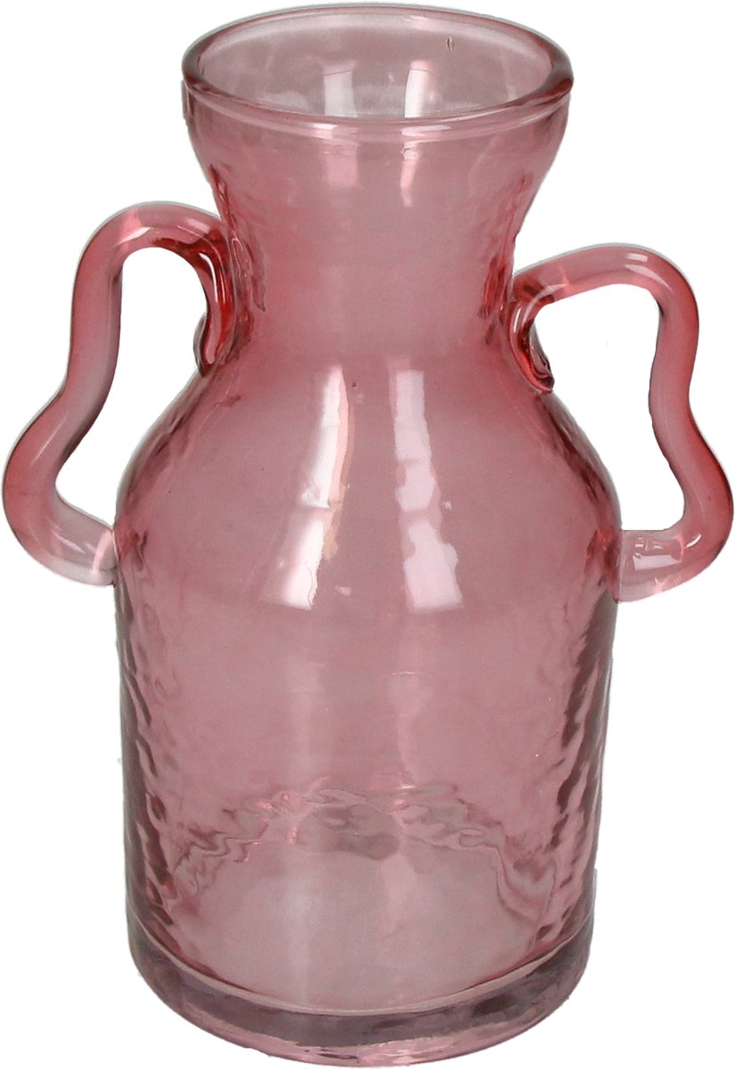 Hd collection vaas glas roze 13x13x18cm