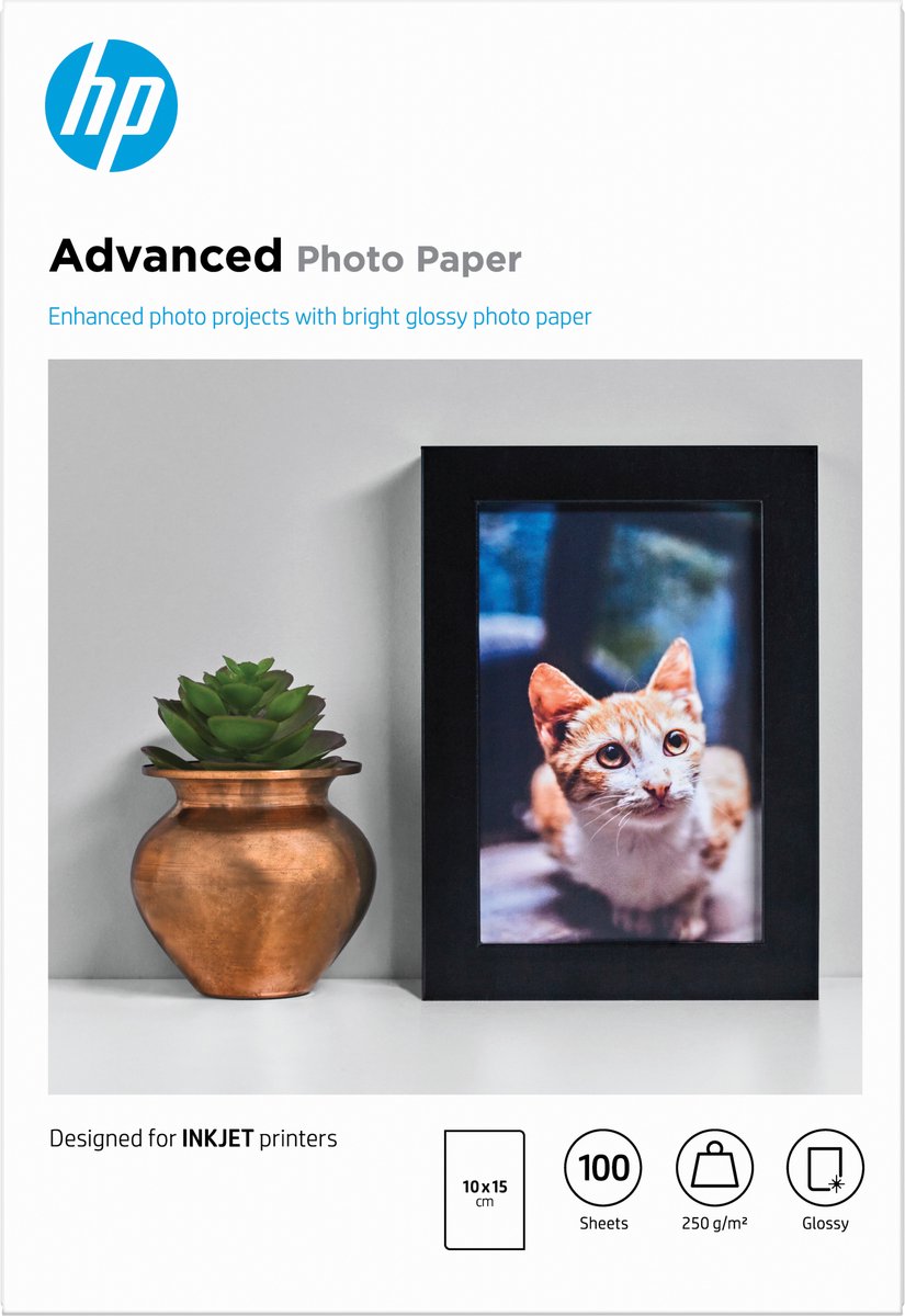 Hp fotopapir 250g - 10x15cm - 100 ark