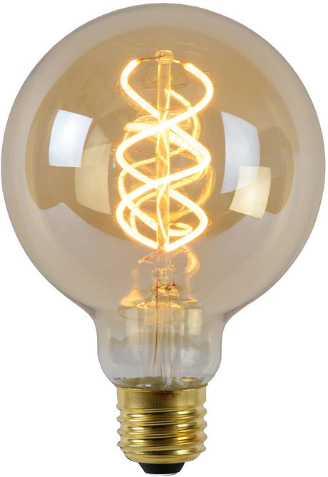 Lucide g95 - glødelampe - ø 9,5 cm - LED dæmpbar - E27 - 1x4,9W 2200K - rav