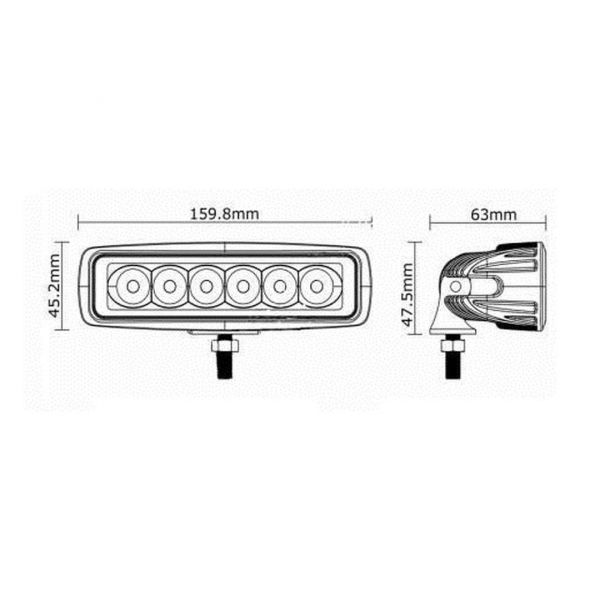 Arbejdslampe rektangulær LED 160 mm