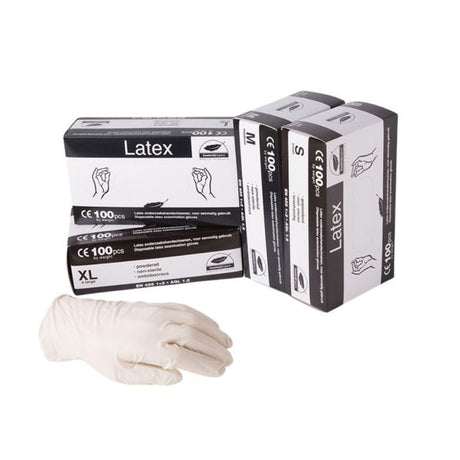 Handske latex hvid lille pulveriseret (100 stykker)
