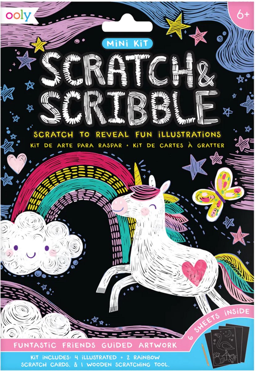 Ooly - scratch scribble - mini scratch art kit - sjove venner