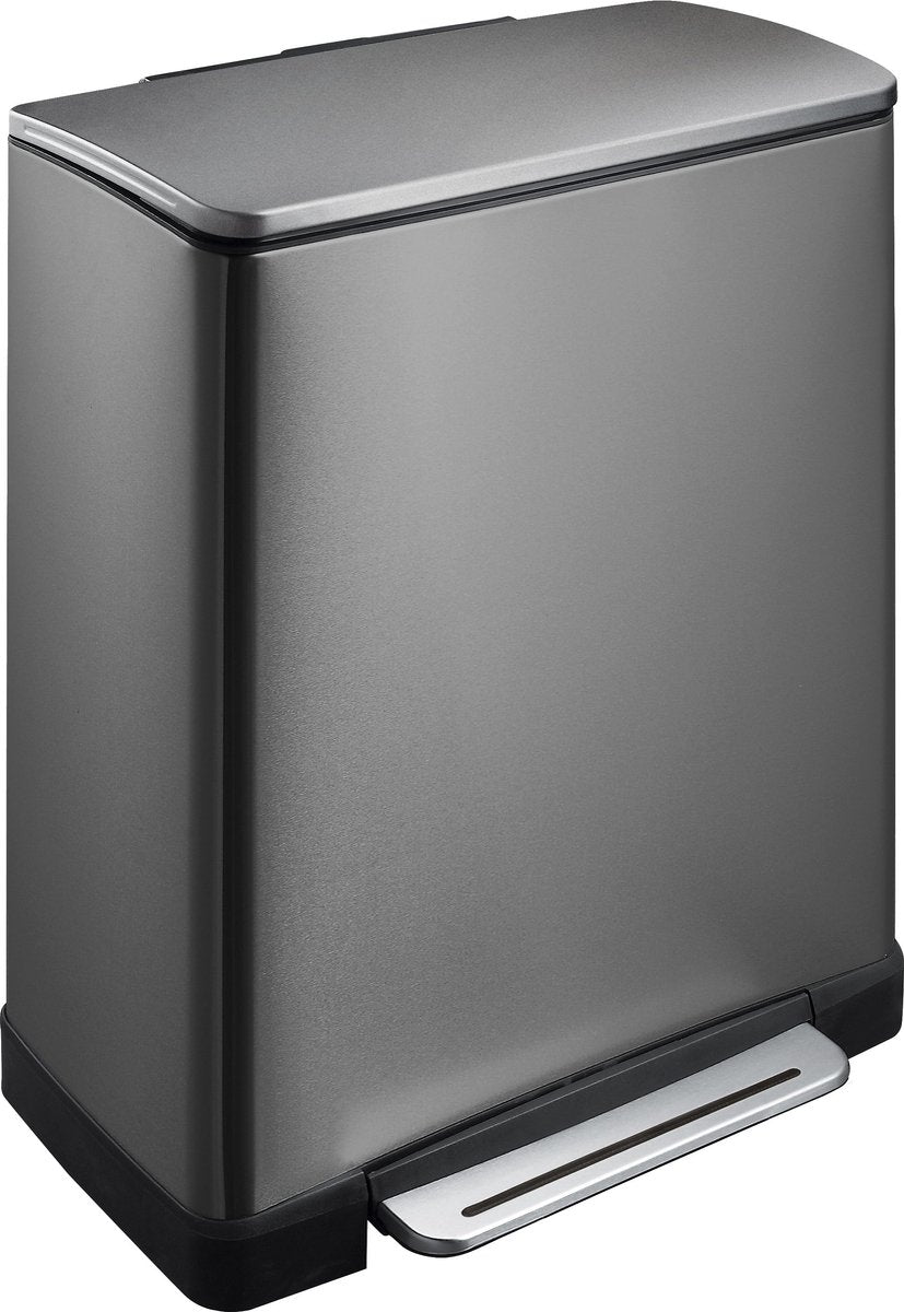 Eko - e-cube genbrugspedalspand 28+18 liter - rustfrit stål plastik - sort stål - affaldsspand
