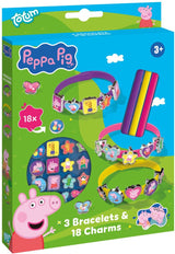Bambolino peppa gris armbåndsfremstillingssæt med 3 glidende armbånd med 18 charms - legetøj junior fra 3 år tumling toddler