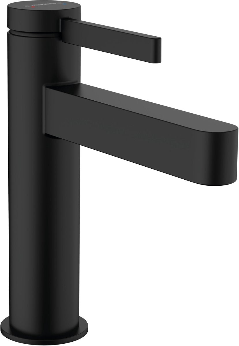 Hansgrohe finoris - håndvaskarmatur - etgrebsbetjening - med aftapningsprop - 110mm - mat sort