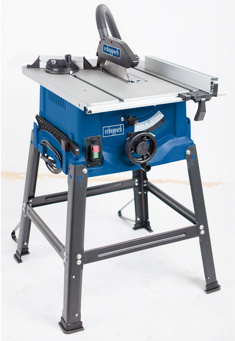 Scheppach savbord HS100s - 2000w - ø250mm - med bund - udtrækbar bordplade - højde og vinkel justerbar - inkl. 2x savklinger (24t og 48t), geringsstyr, parallelføring, skubbestok