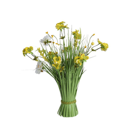 Decoris kunstig blomsterbuket h40cm gul hvid